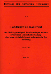 Cover: Beitraege 04 - Olaf KÜHNE: Landschaft als Konstrukt